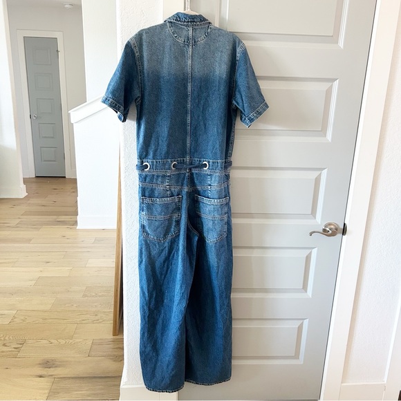 New Free People Edison Denim Wide Leg Coverall Jumpsuit - Picture 7 of 7